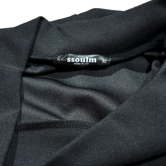 Ssoulm Women Black Skirt High Waist Flare A-Line Midi Skirt with Plus Size XL - Picture 4 of 7